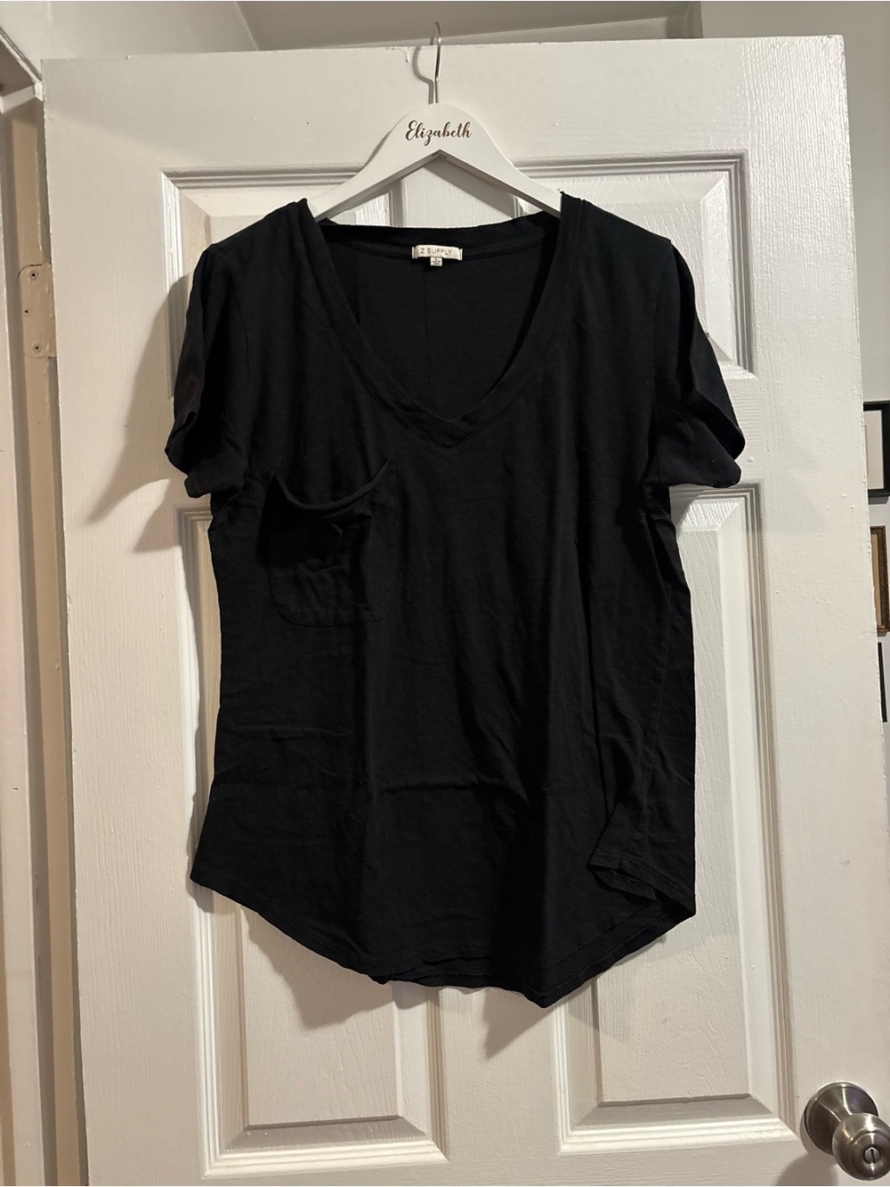 Z Supply Black V-Neck Pocket Women's Top